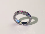 White Gold Ring with Diamonds and Pink Sapphires