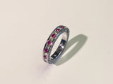 White Gold Ring with Diamonds and Pink Sapphires